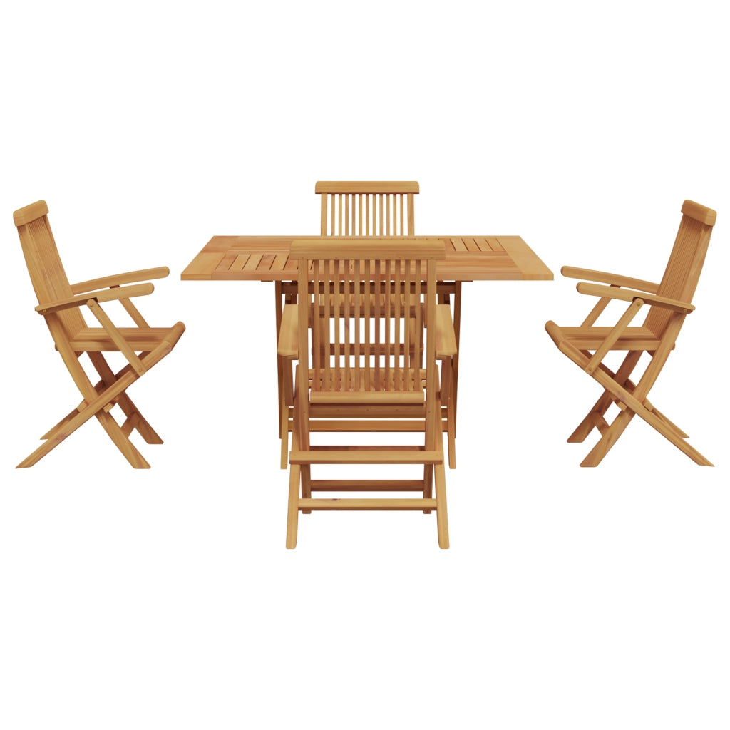 Set Pranzo Giardino 5 Pezzi Legno Massello di Teak
