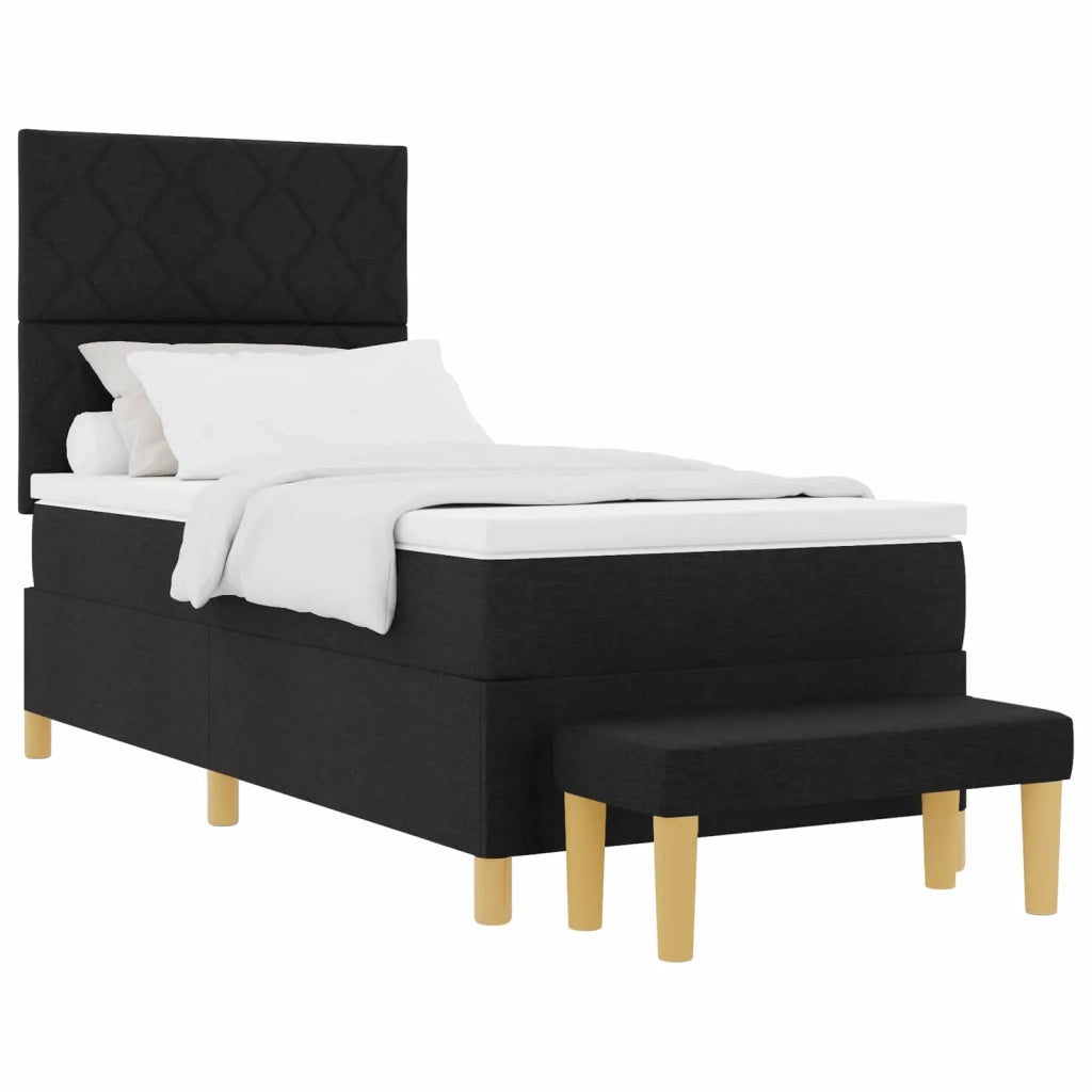 Letto a molle con materasso Nero 90 x 200 cm Tessuto 3344347