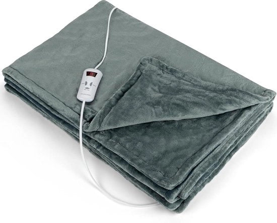 Deken di riscaldamento morbido e soffice, con piumino e pelle amichevole, 130 x 175 cm grigio, 330610 - per una riscaldamento prolungato e uniforme con schermo LED rimovibile