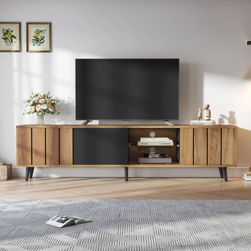 Mobile TV con 3 ante e 3 vani; per soggiorno; in truciolare e vetro temperato; 175×31.5×45 cm