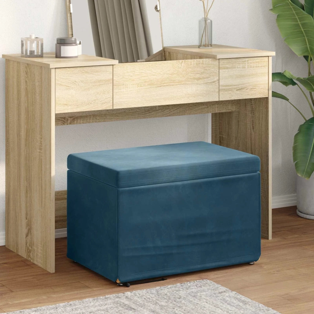 Pouf Blu 61 x 41 x 40 cm Velluto e Legno Ingegnerizzato 876764