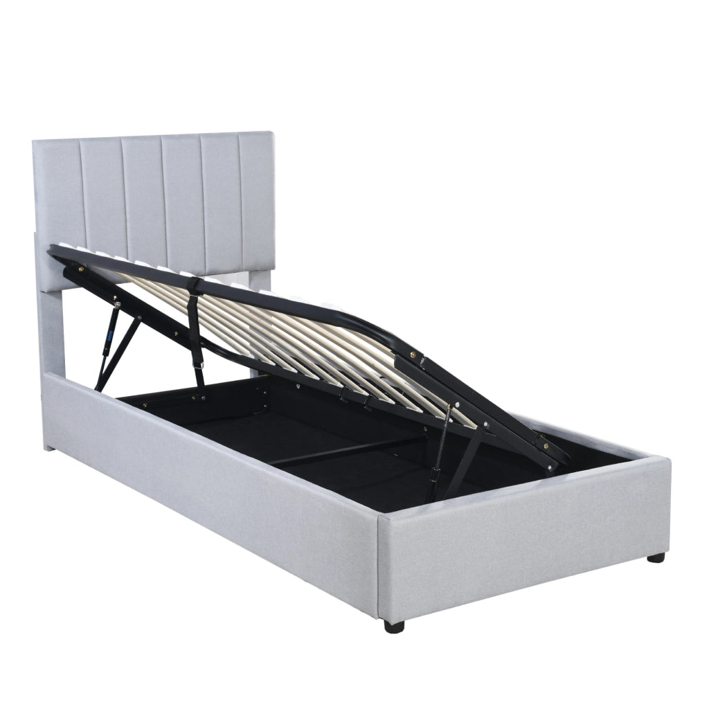 Letto imbottito per bambini 90x200 cm con vano idraulico grigio