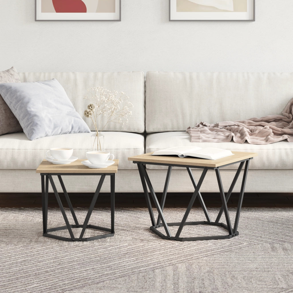 Tavolini 2 pz in legno ingegnerizzato rovere Sonoma