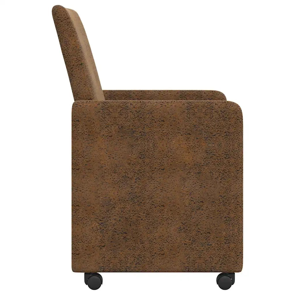 Sedie da Pranzo con Ruote 2 pcs Marrone 57 x 66 x 94 cm