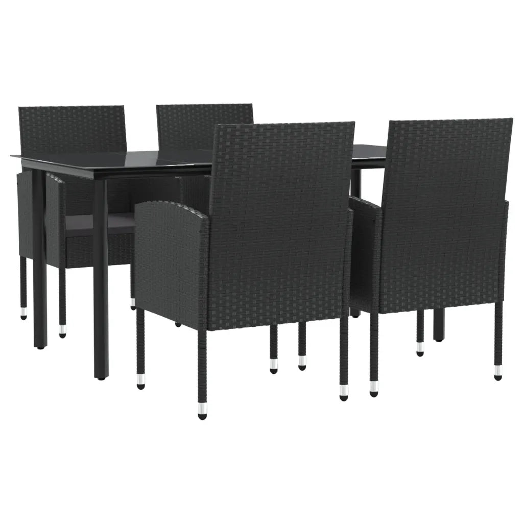 Set da Pranzo da Giardino 5 pz Nero in Polyrattan e Acciaiocod mxl 101089