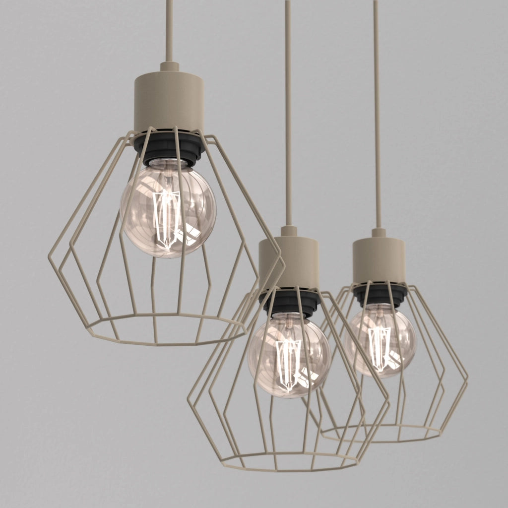 Lampada sospesa Parkla 3 luci beige metallo Luminex