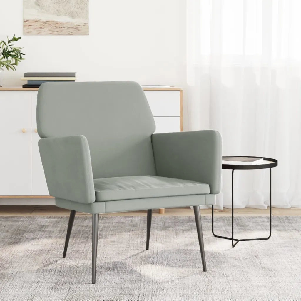 Poltrona-Divano Sedia-Poltroncina Grigio Chiaro 62x79x79 cm Velluto 467100