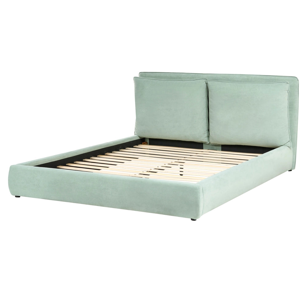 Letto moderno velluto verde menta 160 x 200 cm testata imbottita