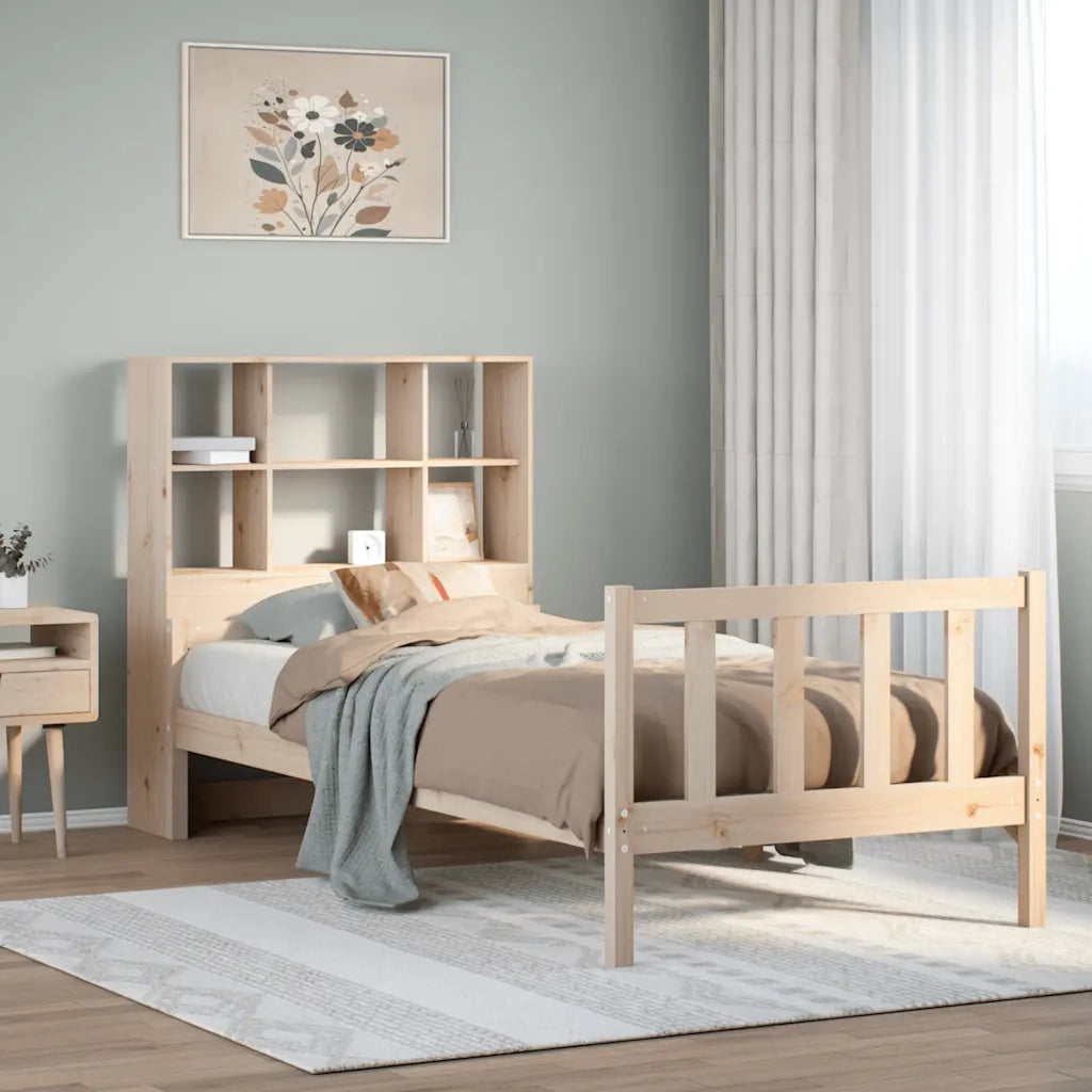 Letto Libreria senza Materasso 90x190 cm Legno Massello Pino 3322119