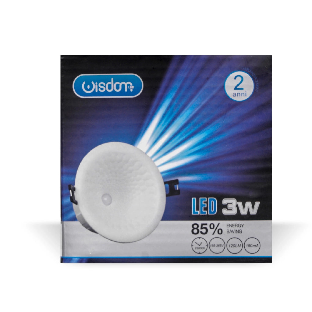 Faretto da incasso non orientabile bianco 3w 3000K luce calda