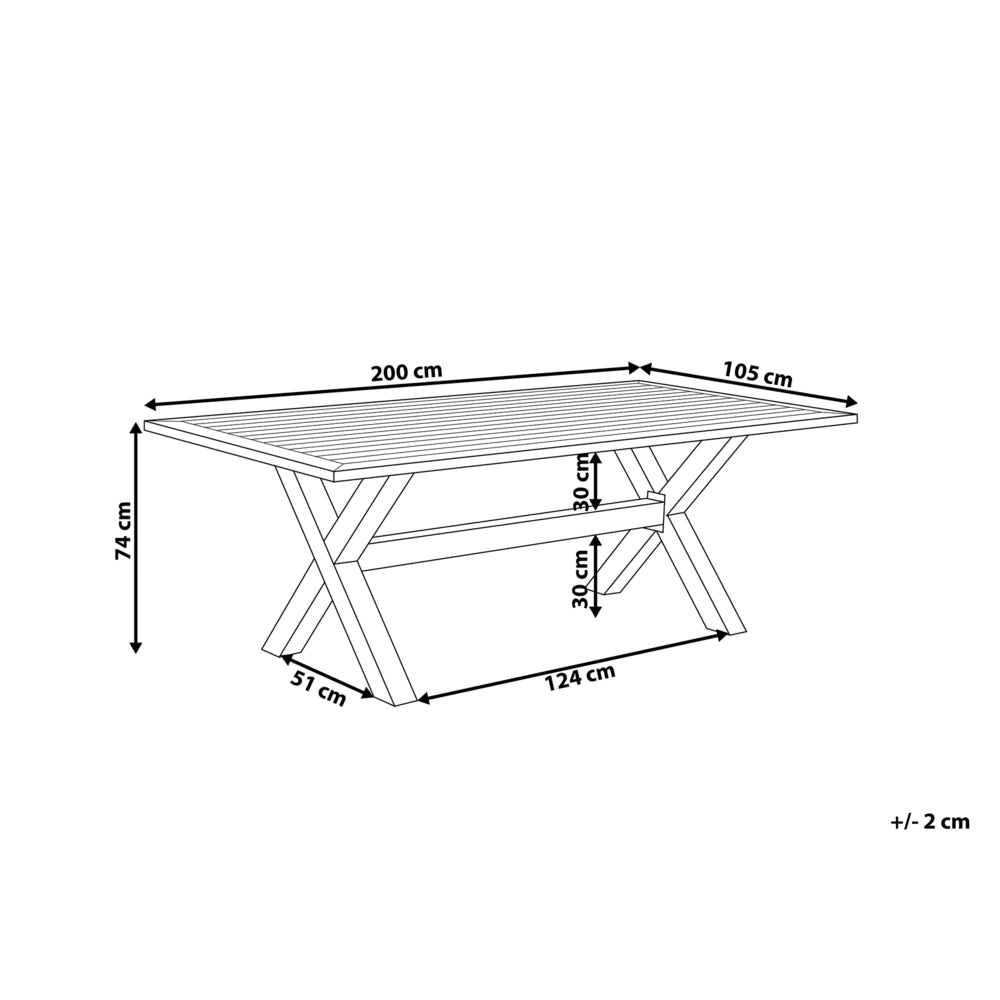 Tavolo da pranzo per esterno con piano a doghe in alluminio grigio 200 x 105 cm rettangolare per esterno moderno industriale