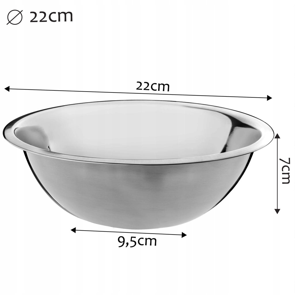 Ciotola da cucina KADAX rotonda in acciaio inox da 22 cm per insalate e cottura