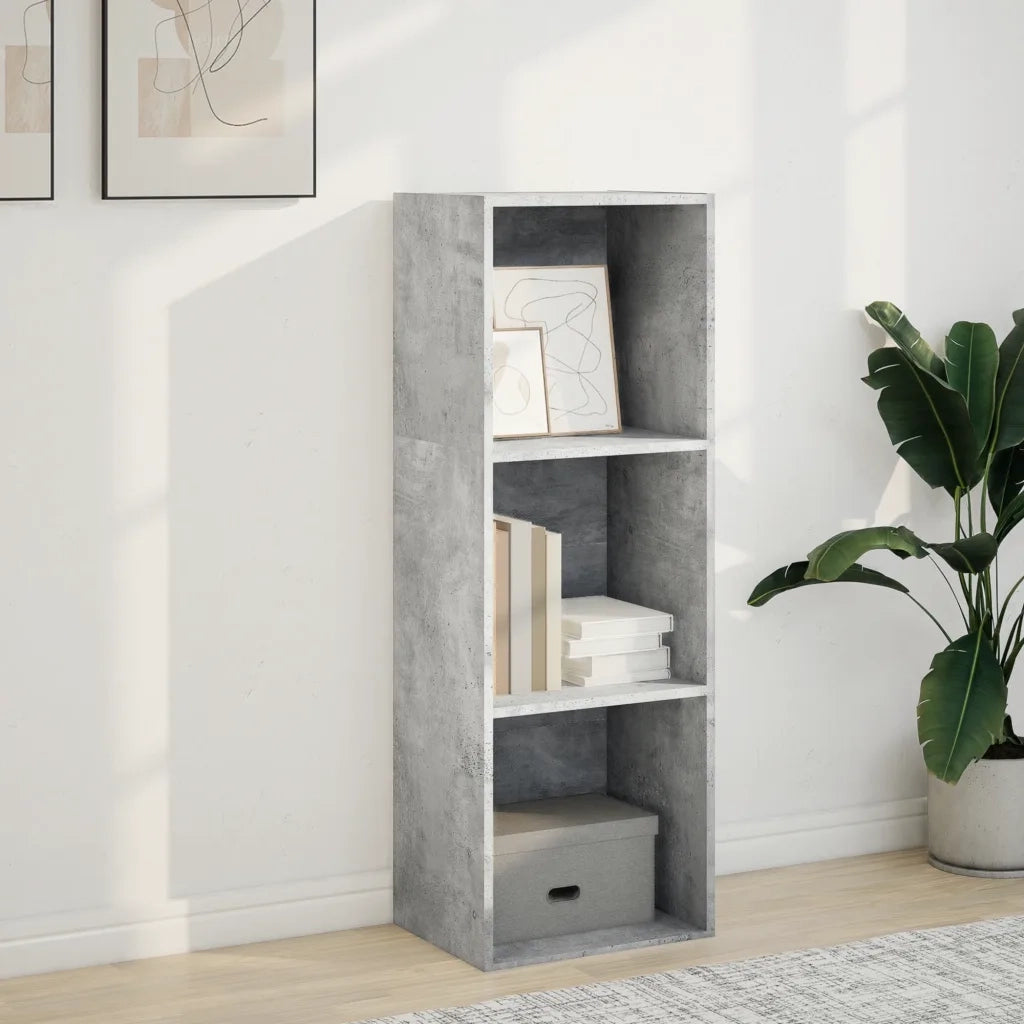 Libreria-Scaffale per Libri-Mobile di Stoccaggio Grigio Cemento 40x30x114 cm in Legno Multistrato