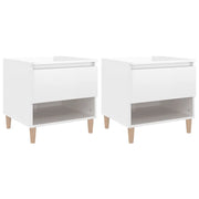 Set di 2 Comodini | Armadio da Notte | Mobiletto da notte Bianco Lucido 50x46x50 cm in Legno Multistrato