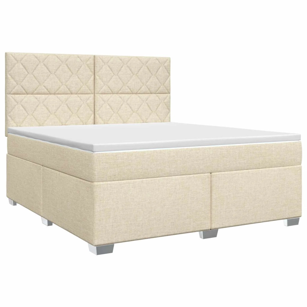 Letto box spring con materasso Crema 160 x 200 cm Tessuto 3453456