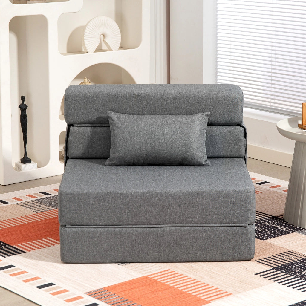 Poltrona letto pieghevole con cuscino ¨C zephmum ¨C grigio, imbottito