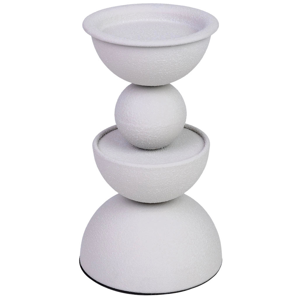 Portacandele in metallo bianco 12,5x12,5x22h cm