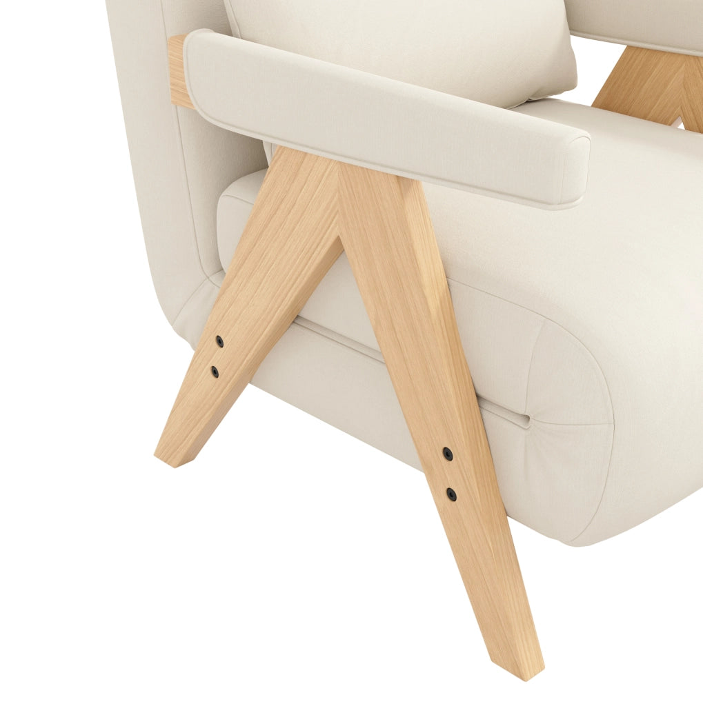 Poltrona letto 3 in 1 beige con schienale regolabile