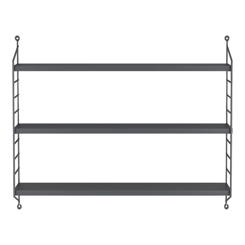 Set di 3 Scaffali da Parete Strängnäs a 3 Ripiani Regolabili  50 x 60 x 15 cm Acciaio Grigio scuro [en.casa]