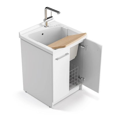 Mobile lavatoio 61x50 cm Revine vasca in ceramica e asse in legno