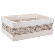 Cesto in legno e corda bianco 35x25x12/31h