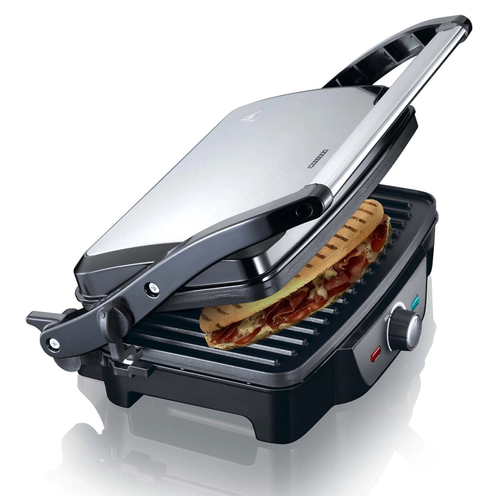Grill per panini da 1600W con impugnatura a contatto con il freddo e manopola regolabile Nero / Argento MELISSA
