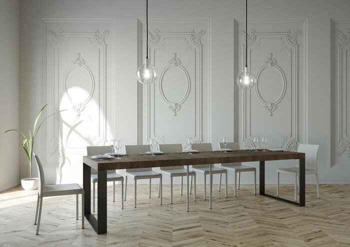 Consolle Allungabile 90-300x40x77 cm in Nobilitato Marrone