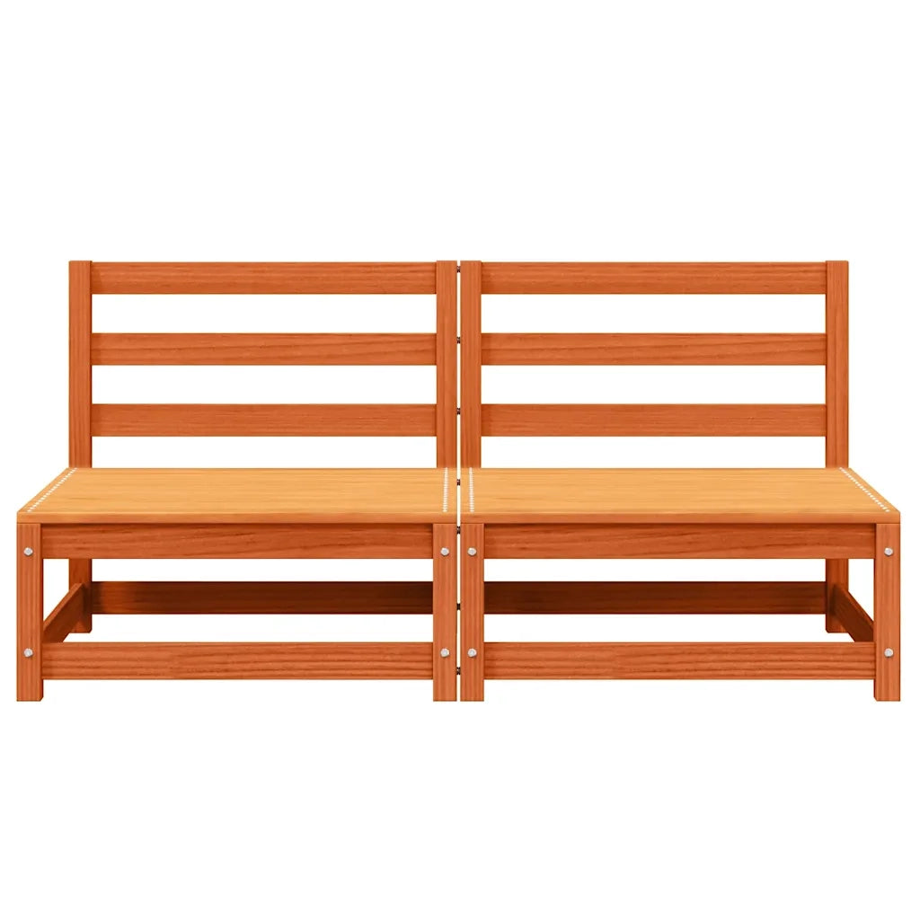 Divani Senza Braccioli Giardino 2pz Marrone Cera 70x70x67 Pino 837925
