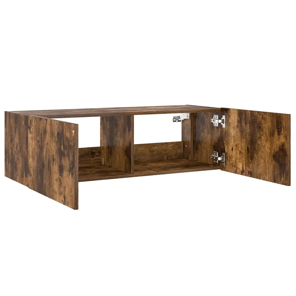 Mobile TV a Parete con Luci LED Rovere Fumo 100x35x31 cm 837299