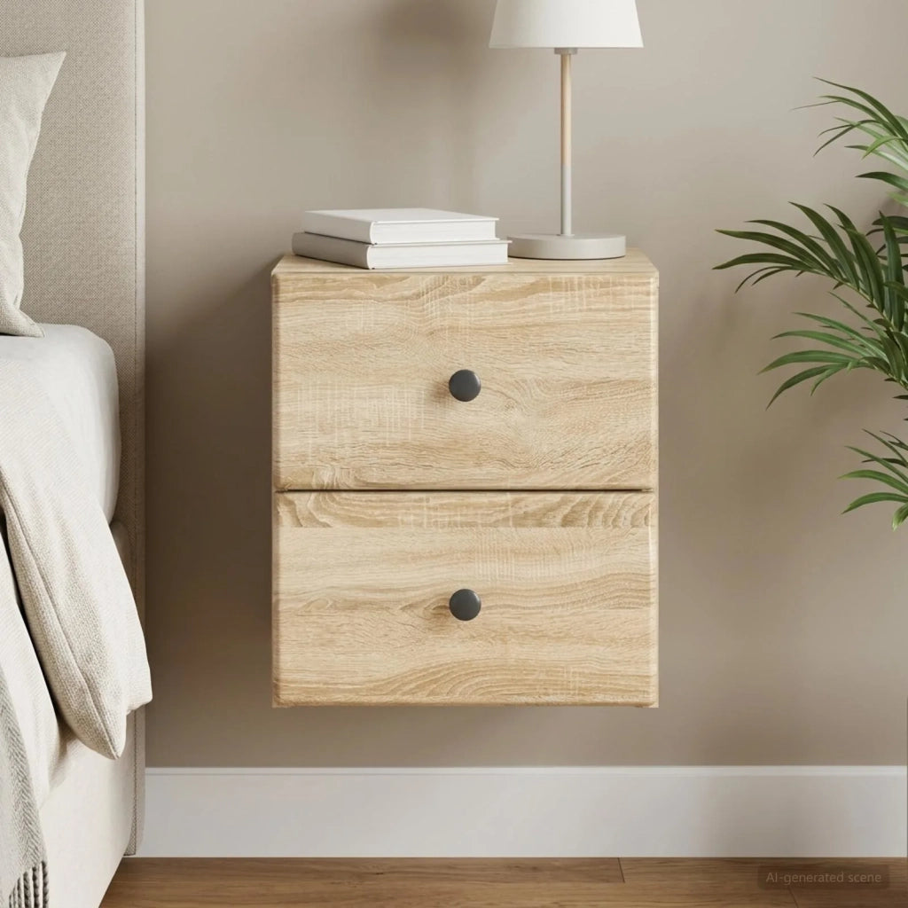 Mobiletto da notte a muro Rovere Sonoma 34,5 x 33 x 40 cm 899149