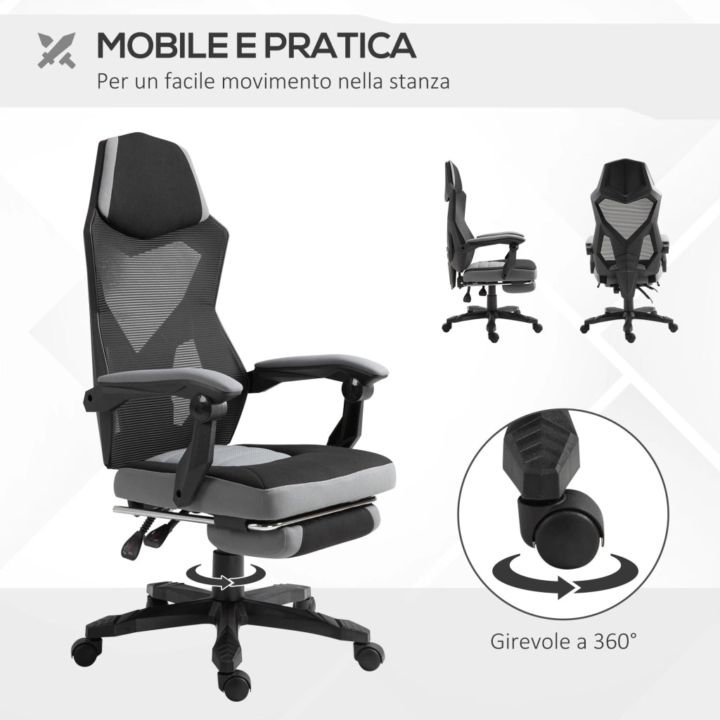 Sedia da Ufficio Ergonomica con Schienale Reclinabile ¨C Zephmum ¨C Grigio