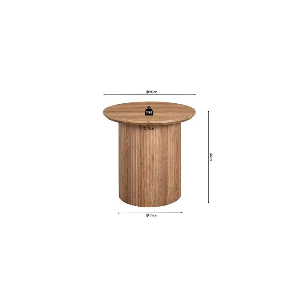 Tavolino VAGOS – Effetto quercia invecchiata – Diametro 50 cm