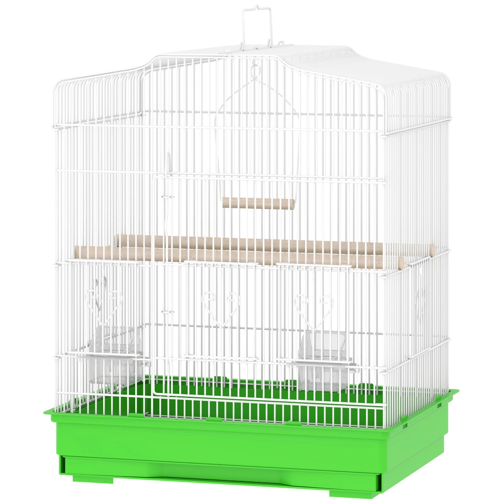 Gabbia per Uccelli con 2 Mangiatoie e Altalena ¨C Zephmum ¨C Verde 46.5x36x59 cm