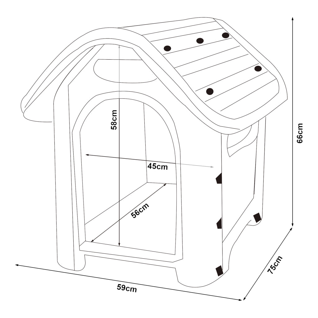 Cuccia per Cani Bello in Plastica 75 x 59 x 66 cm - Bianco / Grigio [en.casa]