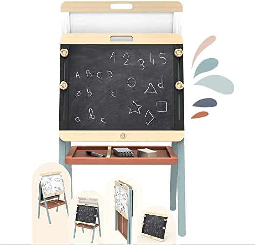 Lavagna Per Bambini Lavagna Bambini Bambini Lavagna Cavalletto Regolabile di Legno Altezza Magnetica Accessori da disegn