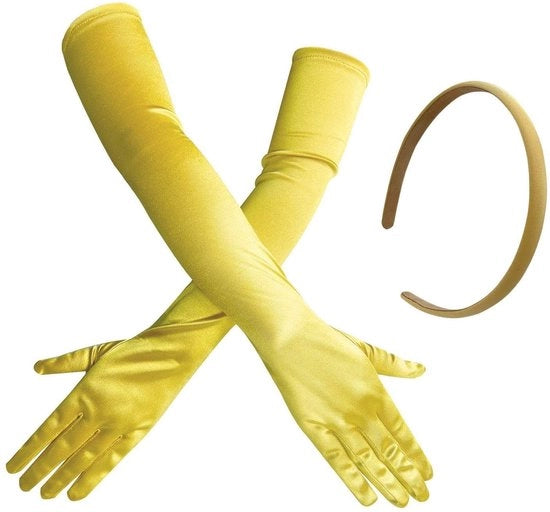Maniche per donne in seta lunga - Cintura - Giallo - Maniche da festa - Decorazione - Adatto per danze e spettacoli