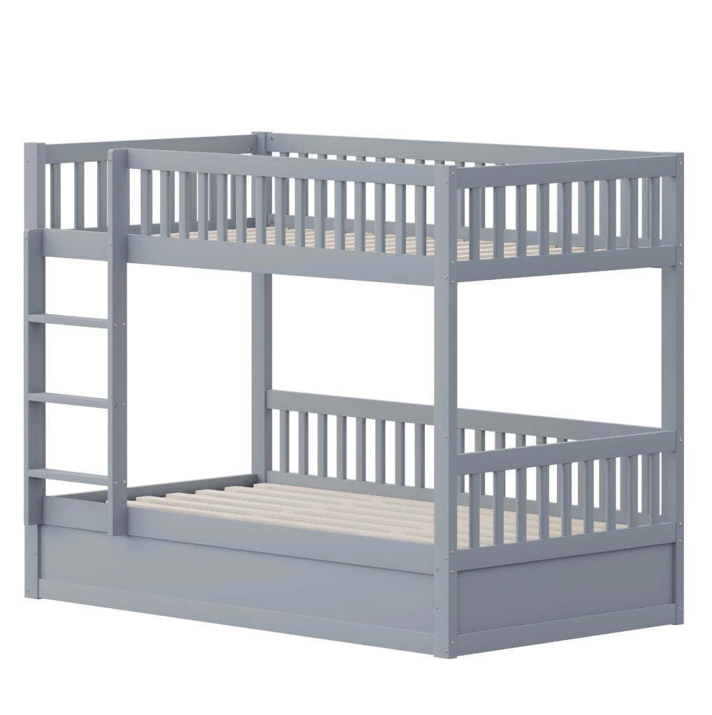 Letto a castello per bambini 90x200 cm con vano idraulico grigio