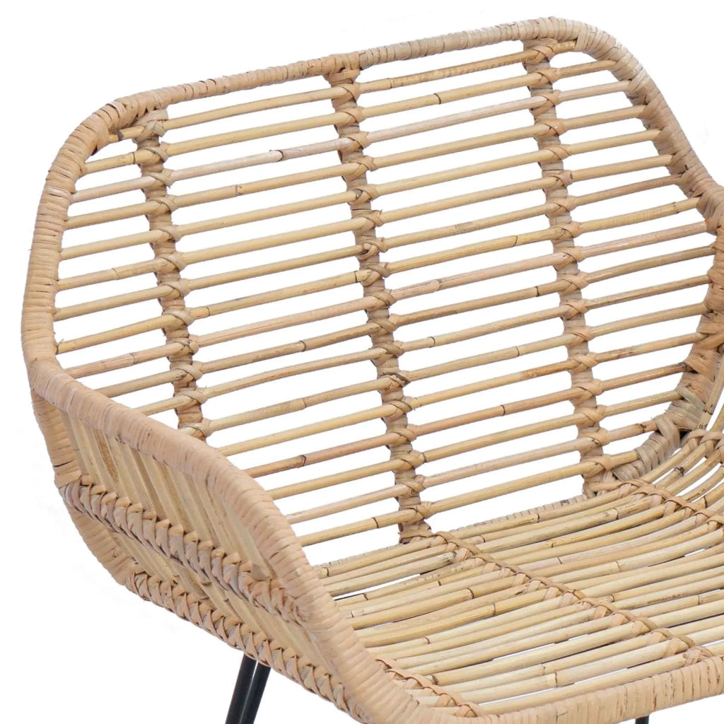 Sedia da pranzo 2 pcs Rattan e Ferro Naturale 55 x 50 x 74 cm