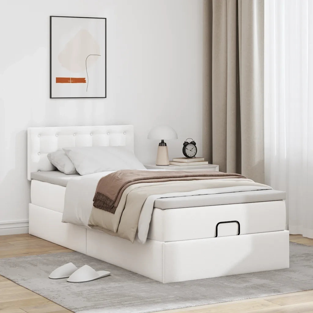 Letto Pouf con Materasso Bianco 80x200 cm Similpelle 3311274
