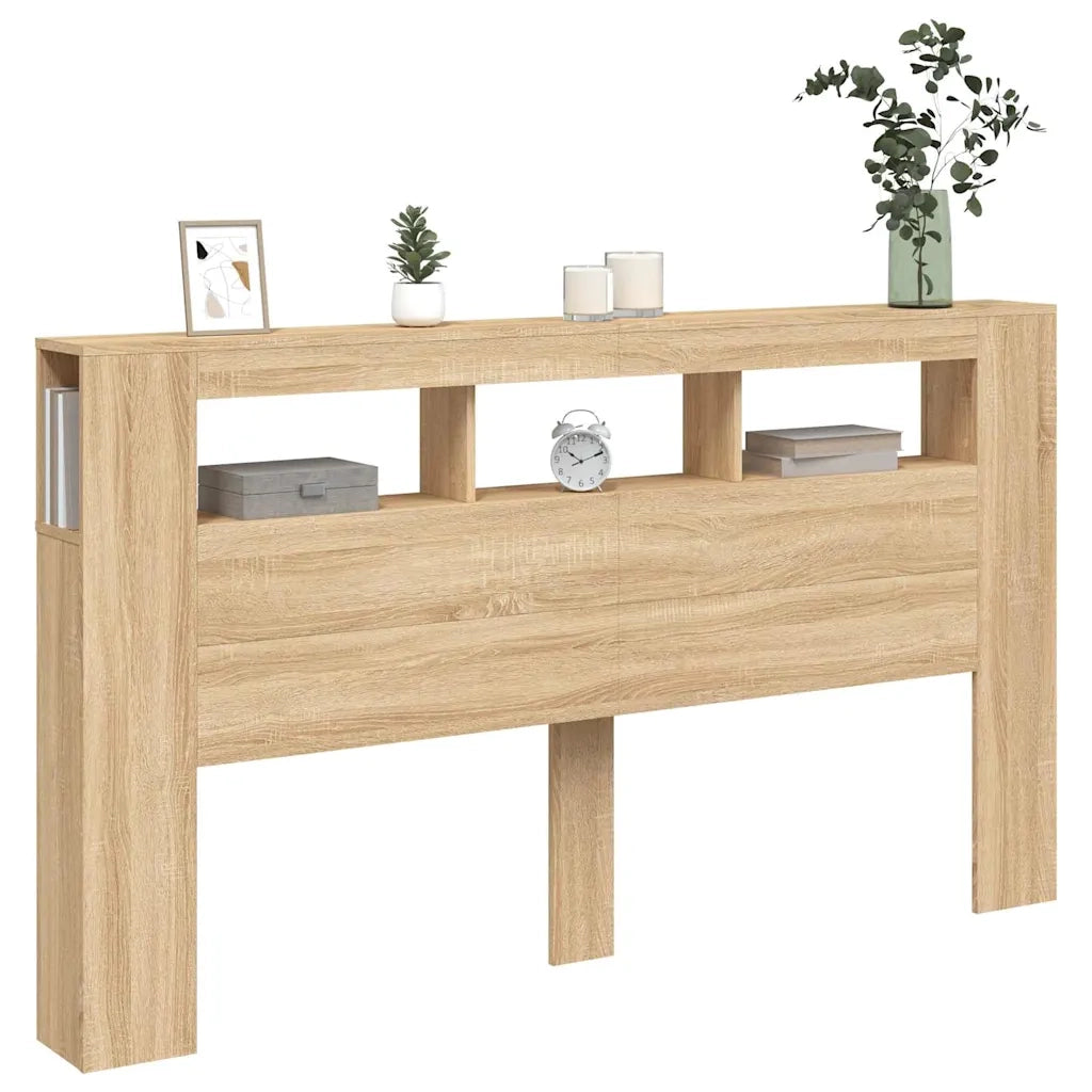 Testiera LED-Testata con LED-Testiera Decorativa Rovere Sonoma 180x18,5x103,5 cm Legno Multistrato
