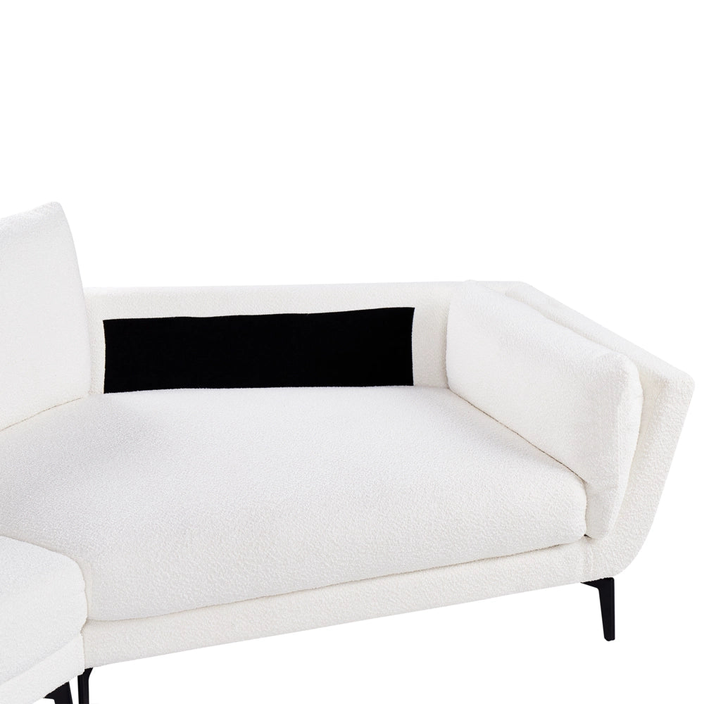 Divano a 3 posti in tessuto bouclè bianco con schienale imbottito elegante moderno minimalista