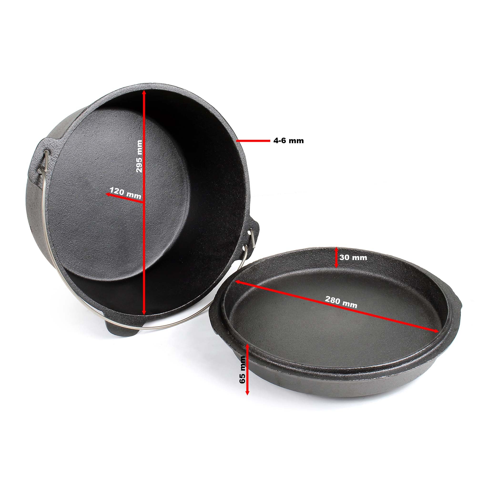 Dutch Oven Forno Olandese con Pentola in ghisa 9l sottopentola e solleva coperchio per fuoco campeggio