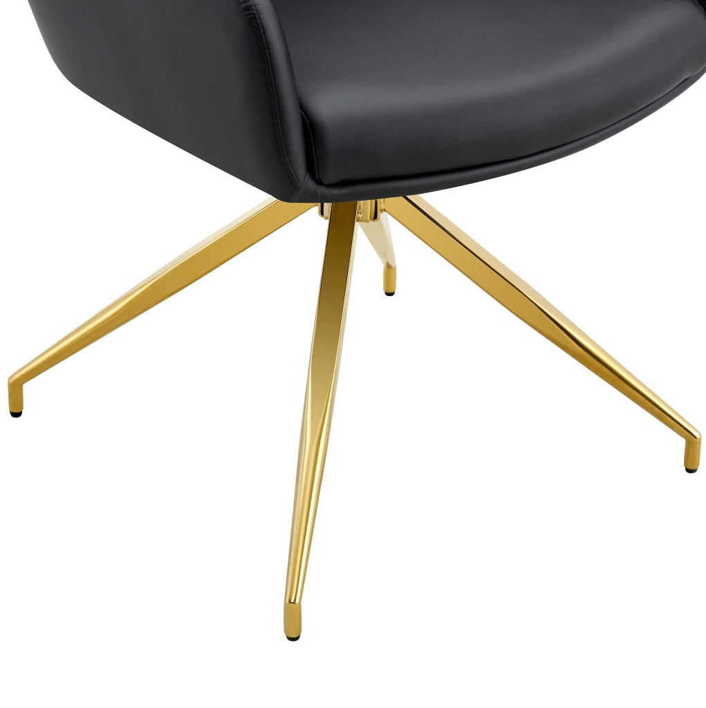 Set di 2 sedie girevoli in PU nero con gambe dorate