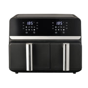 Friggitrice ad Aria 9L Doppio Cestello Digitale XXL, 2 Zone di Cottura Indipendenti, Display LED Touch, 8 Programmi, Temperatura Regolabile, 2400W, Nero 9 Litri - Nero