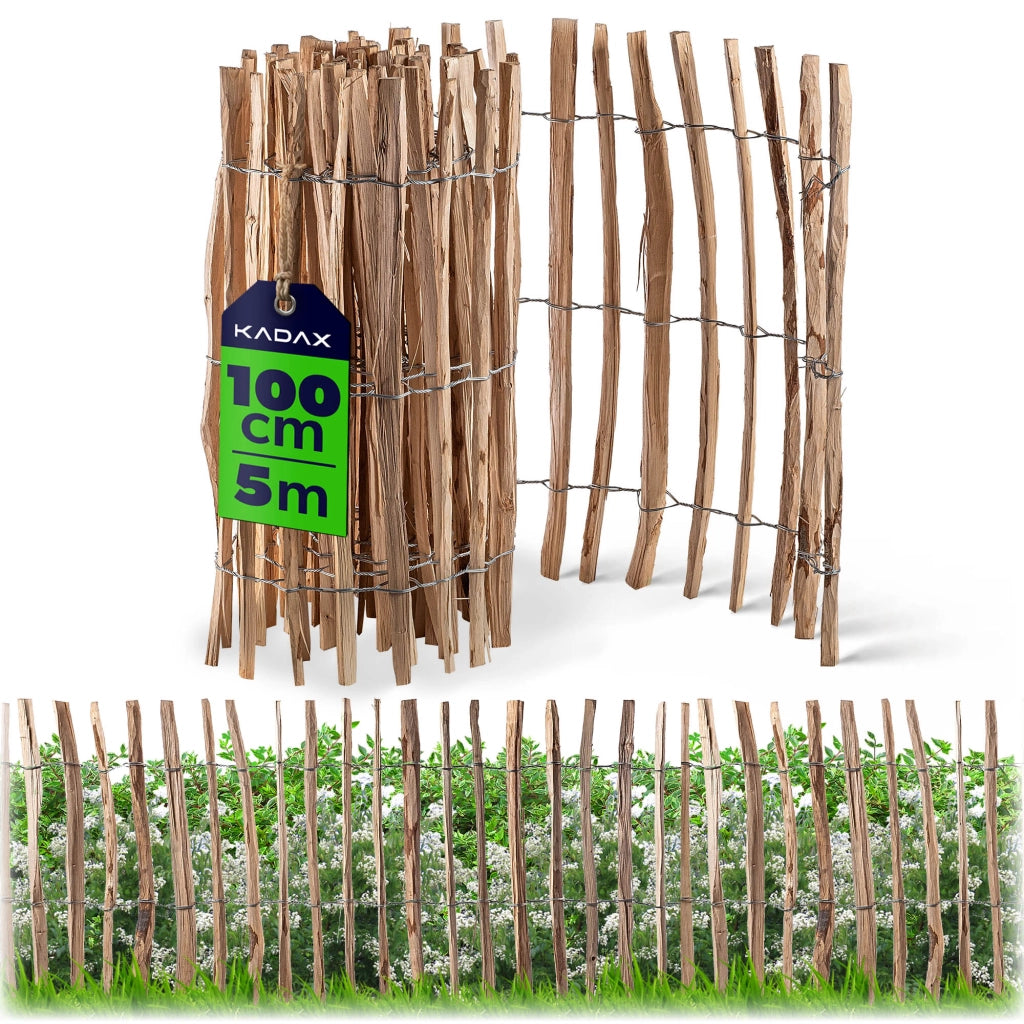 Recinzione protettiva avvolgibile KADAX Hazel Stacket Fence per giardino, 500x100 cm, altezza 4-6 cm.