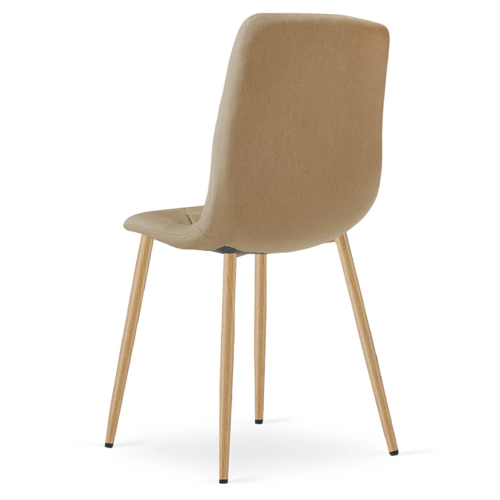 Set di 2 sedie Libra in tessuto beige con gambe effetto legno