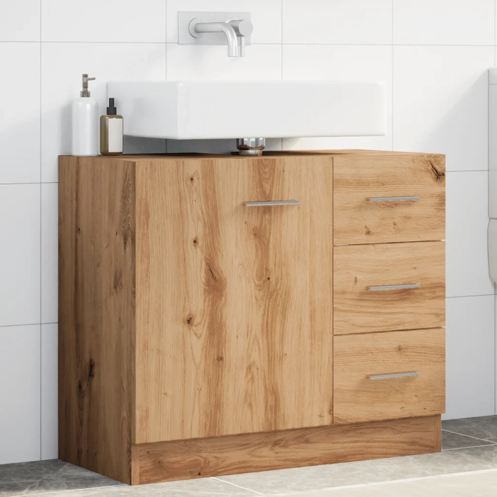 Mobile Lavabo | Armadio Lavabo Rovere Artigianale 63x30x54 cm in Truciolato