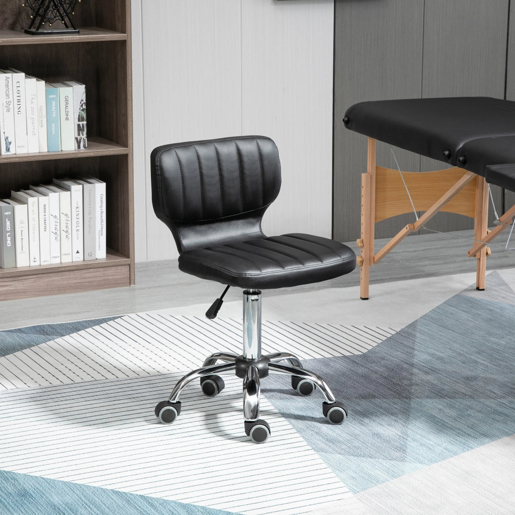Sgabello da lavoro con ruote girevole 360¡ã ¨C Xylo ¨C Regolabile 47-62 cm rivestimento nero cromato