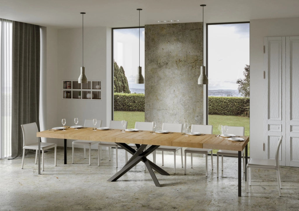 Tavolo allungabile 90x130/390 cm Volta Premium quercia natura telaio Antracite