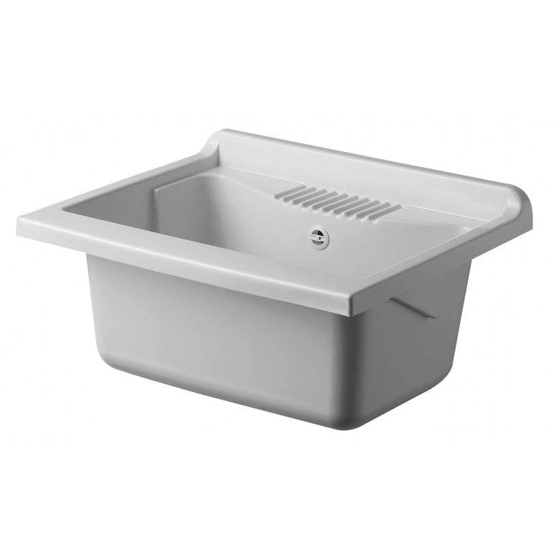 Lavatoio con mobile, lavapanni bianco in nobilitato idrofugo 60x50 cm salvaspazio con vasca in polipropilene  mobile due ante maniglie cromate da interno  Negrari